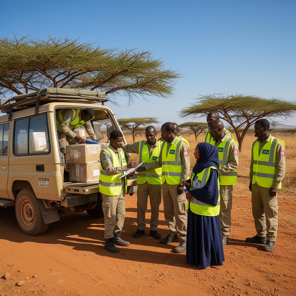 Kafi Logistics field operations vehicles in rural Somalia